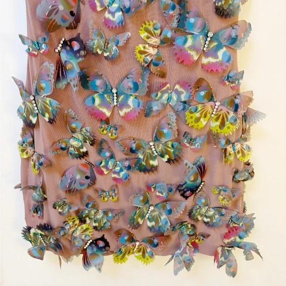 Cynthia Rowley Butterfly Embellished Organza Dress - Picture 10 of 11